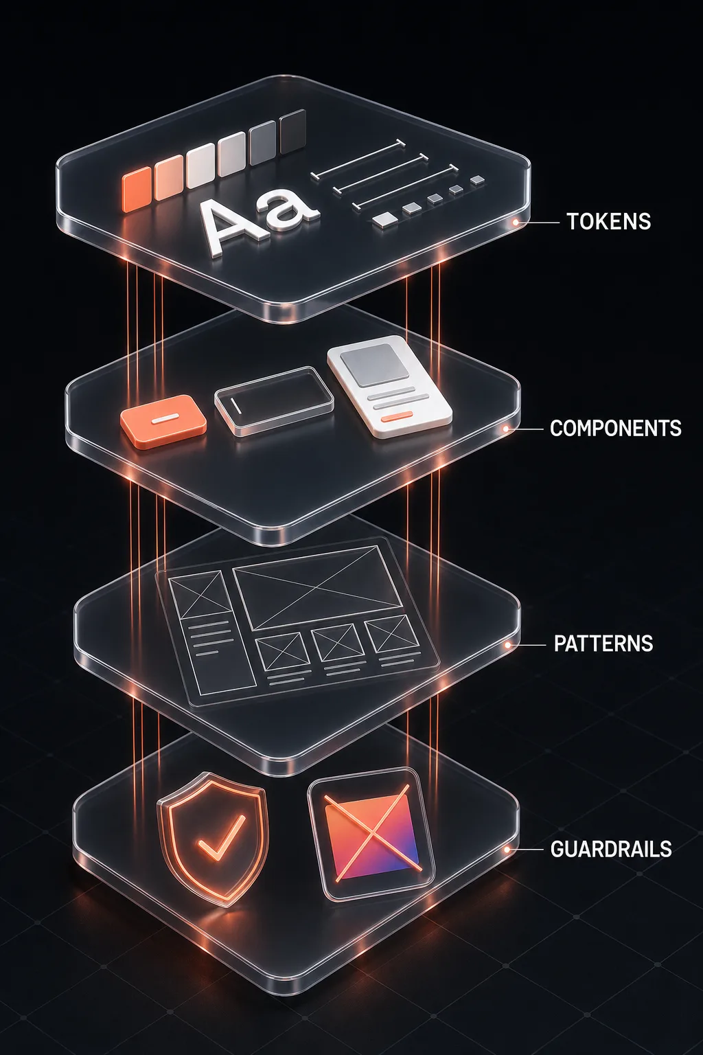 The anatomy of a design.md file: tokens, components, patterns, and guardrails as separate layers