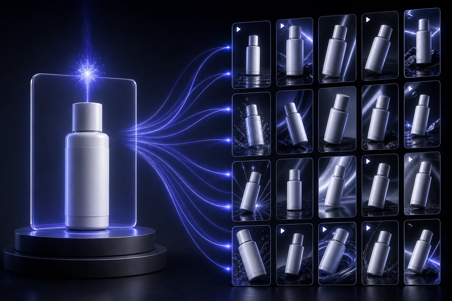 One product photo expanding into many video ad variants