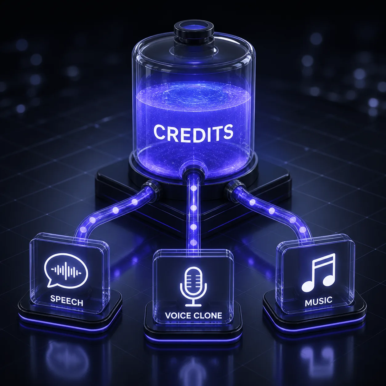 A credit pool feeding speech generation, voice cloning and music