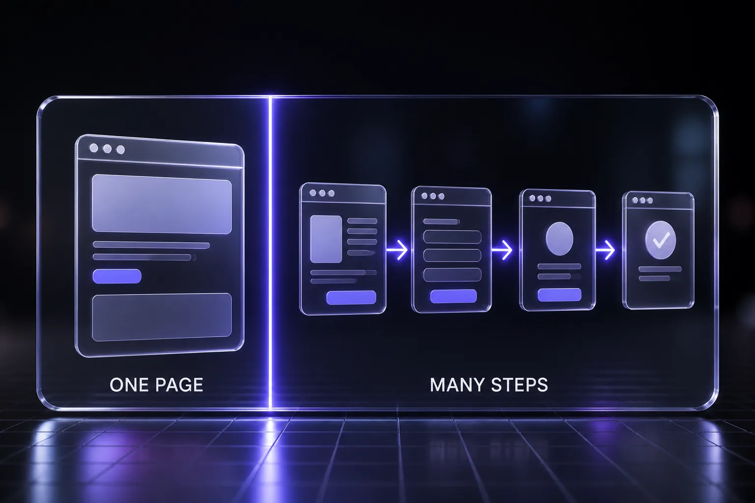 A single page compared with a multi-step sequence