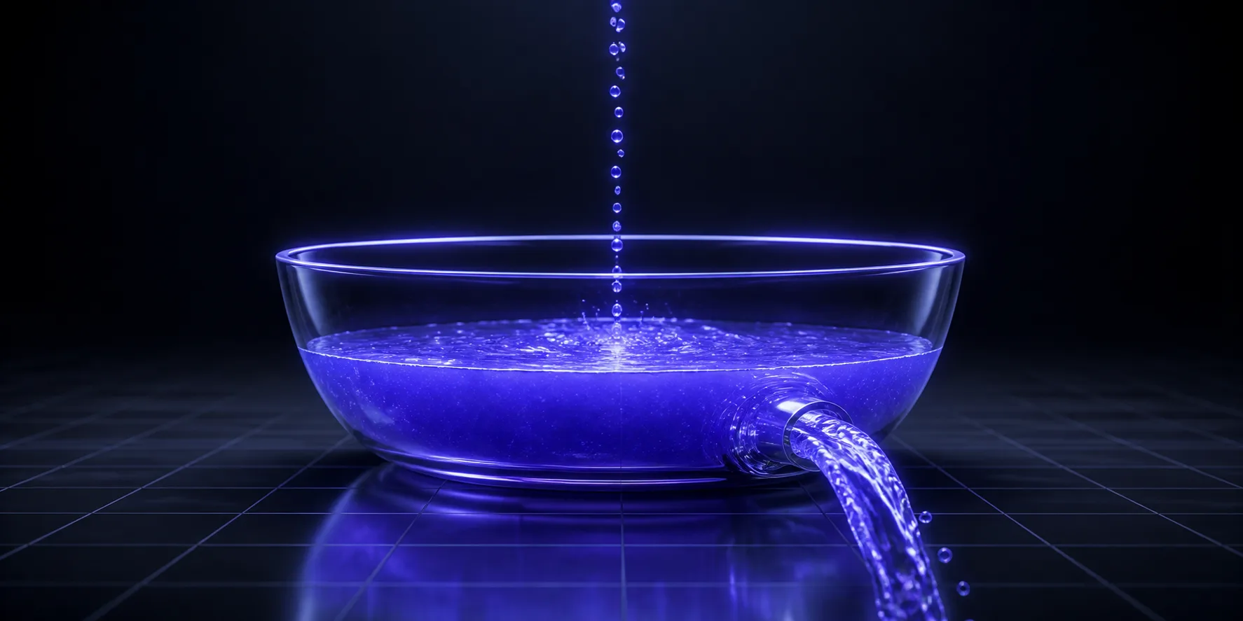 A basin refilling continuously while draining faster than it fills